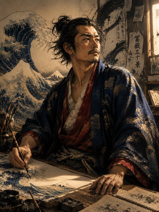 四十代の北斎（想像図）