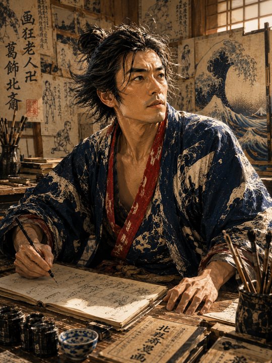五十代の北斎（想像図）