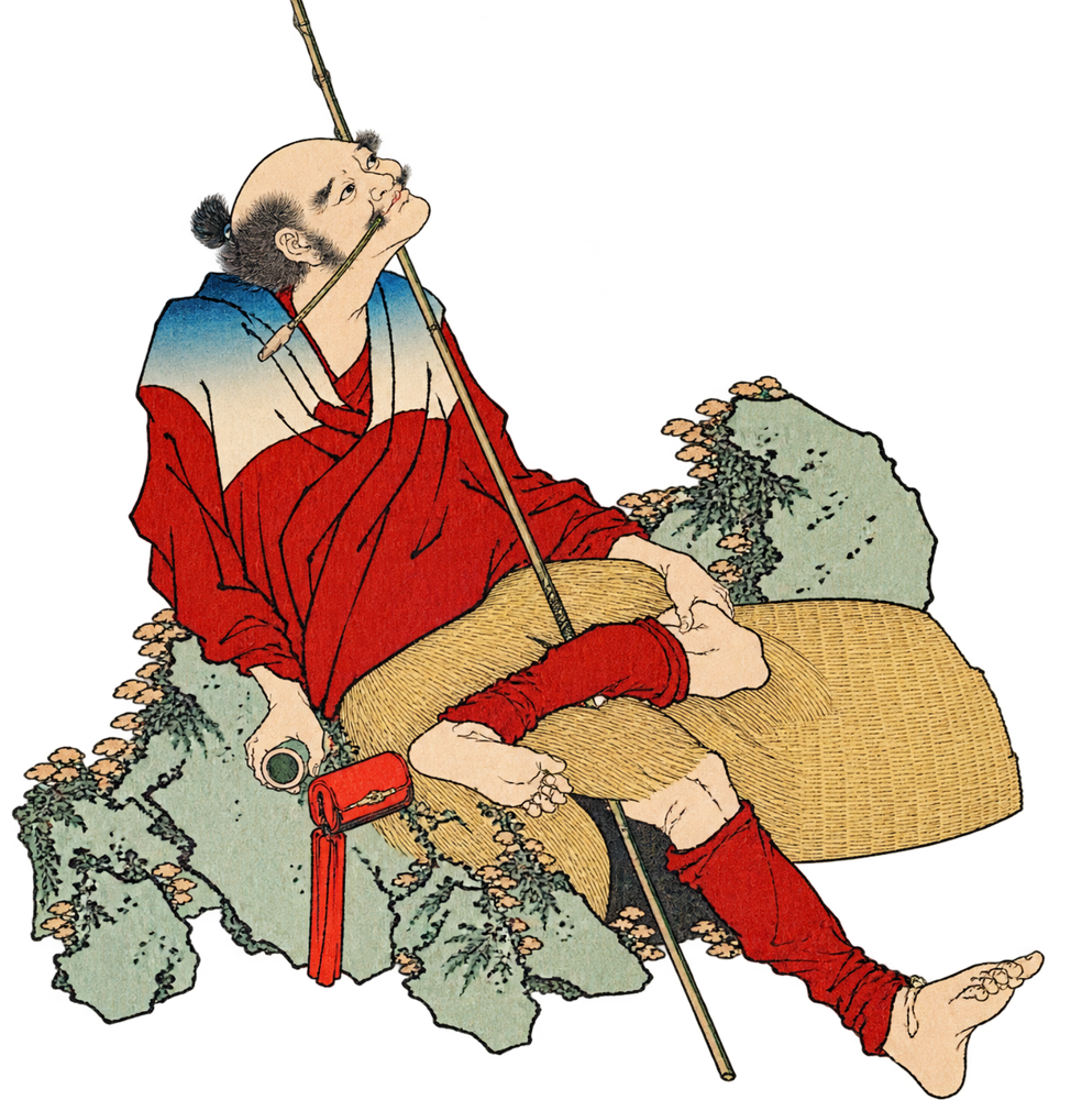 釣り人に扮した自画像