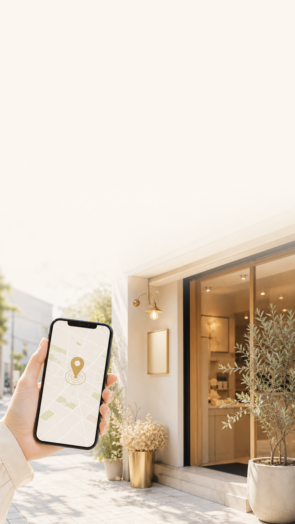 スマートフォンの地図と店舗のイメージ